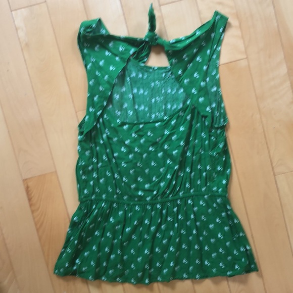 Anthropologie green summer top tie back - Picture 3 of 11